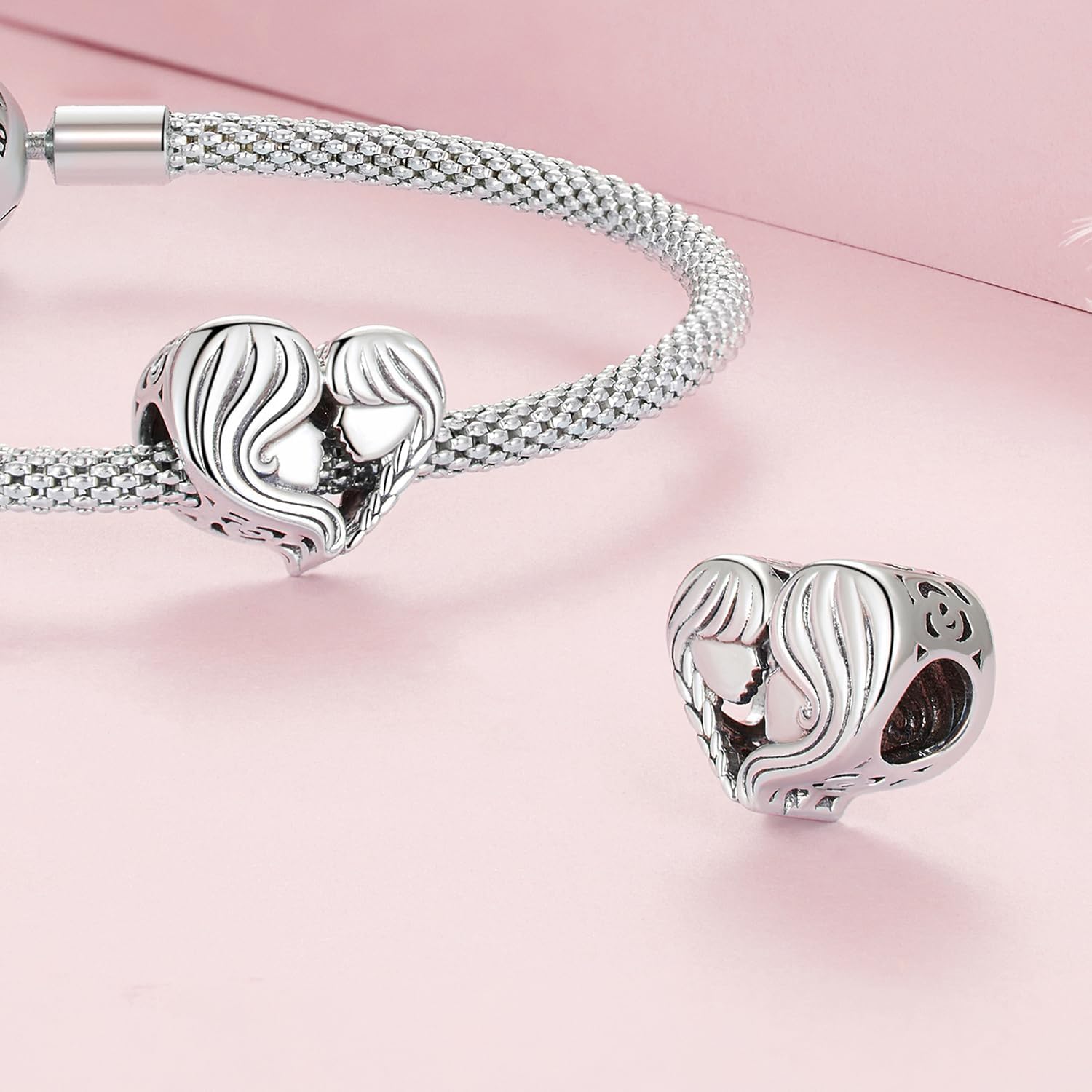 Detalle de 925 Sterling Silber Mutter-Tochter Charms Anhänger für Pandora 💎