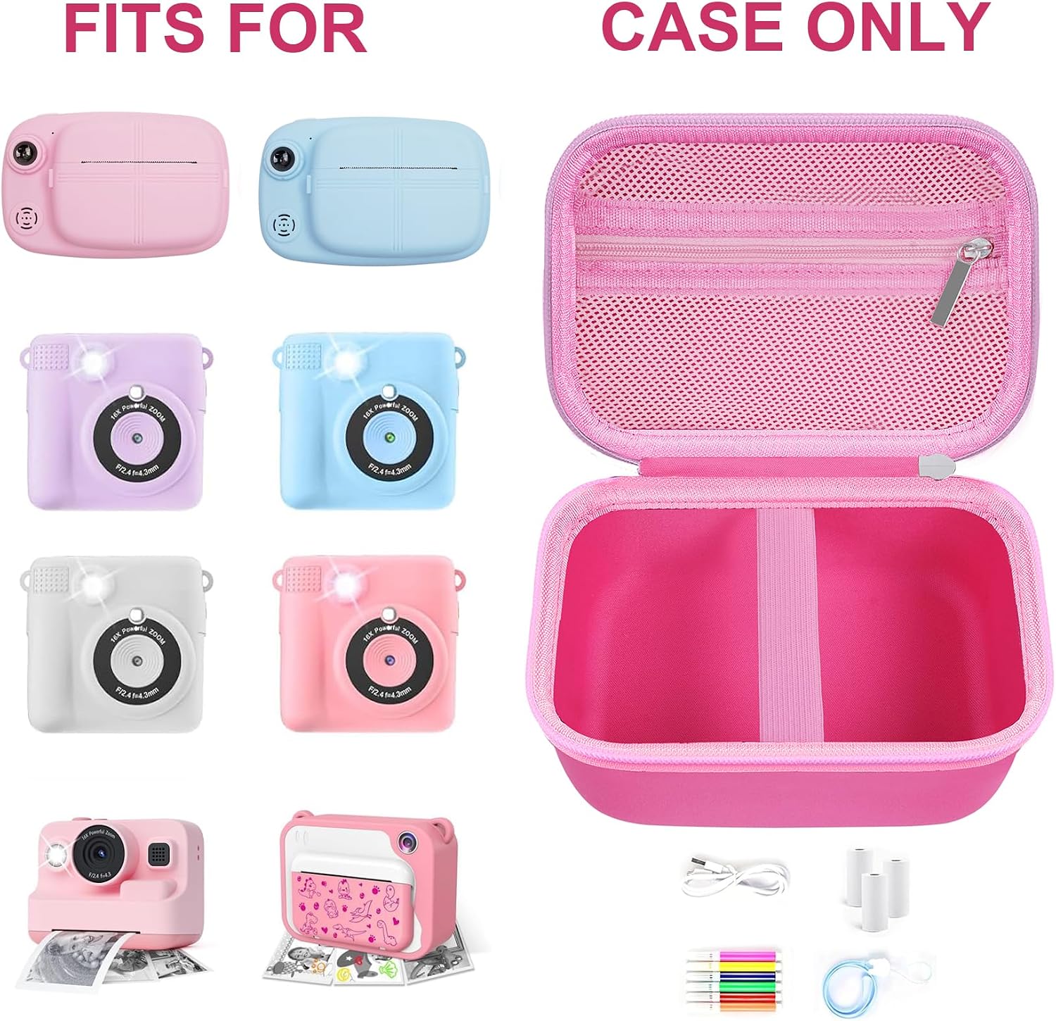Detalle de Custodia per Macchina Fotografica Istanta per Bambini Misilmp – Rosa (solo custodia), dimensioni compatibili
