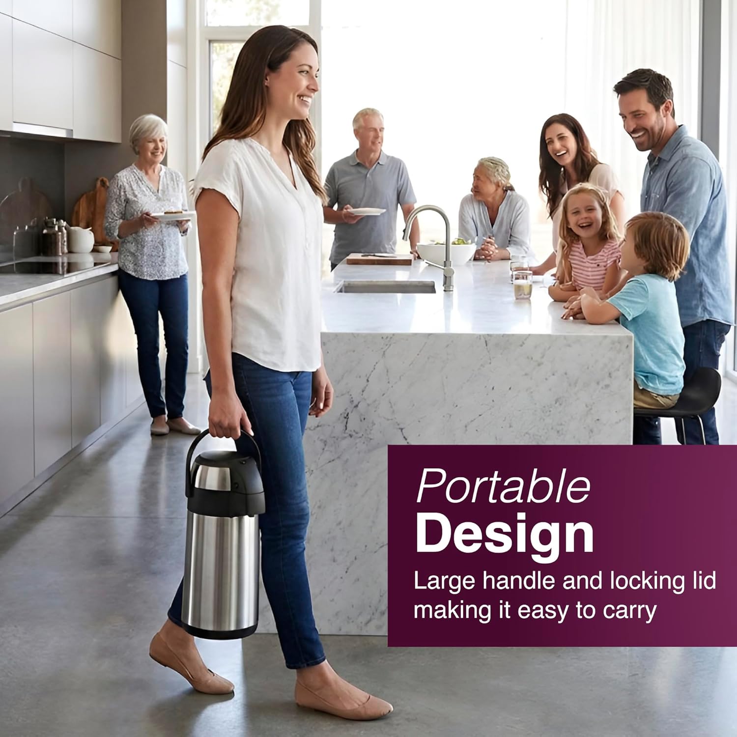 Detalle de Andrew James Thermal Coffee Carafe 3L Airpot with Pump Action Dispenser