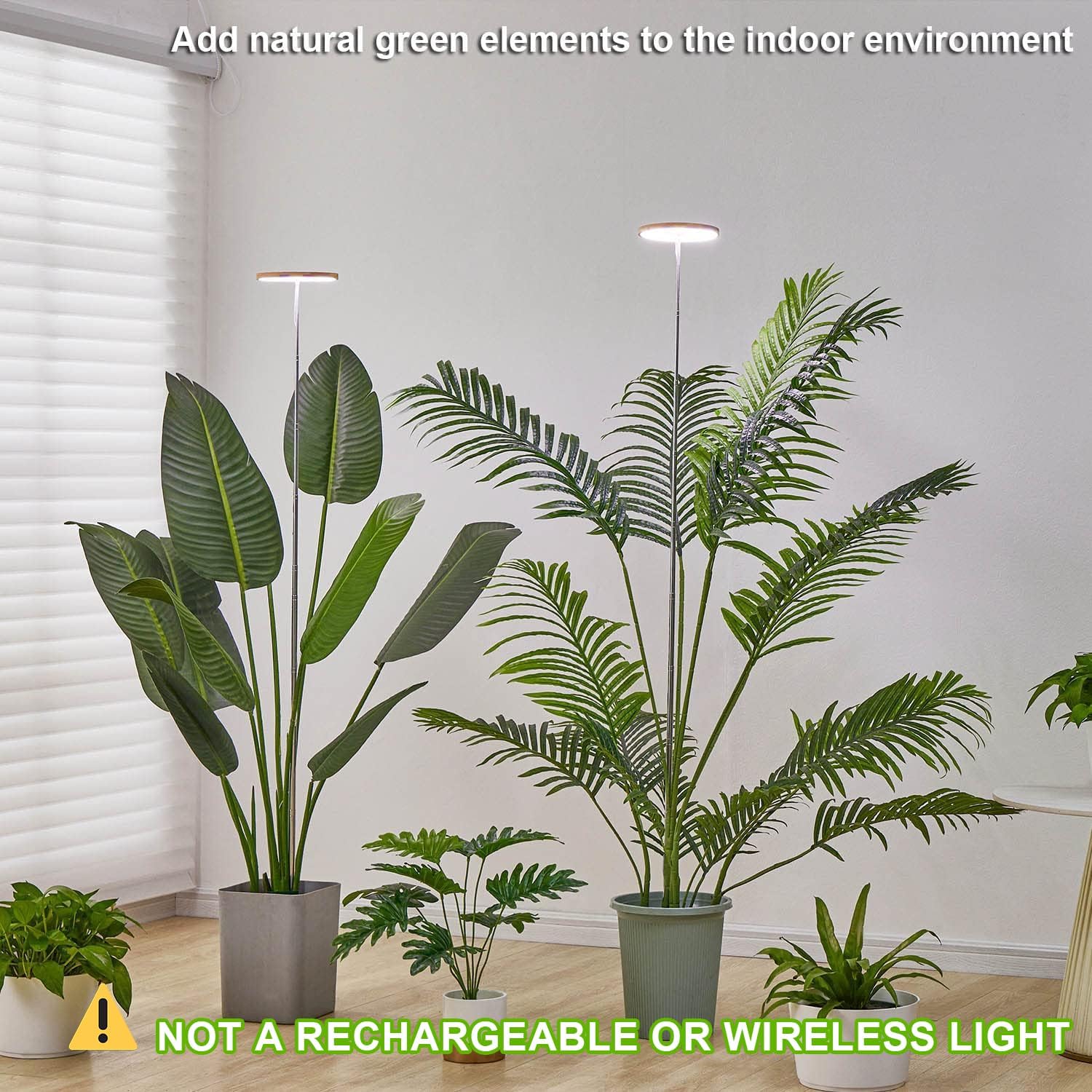 Detalle de yadoker BAM-16 Halo Grow Light, 72 LEDs, Bamboo Shade and Adjustable Height