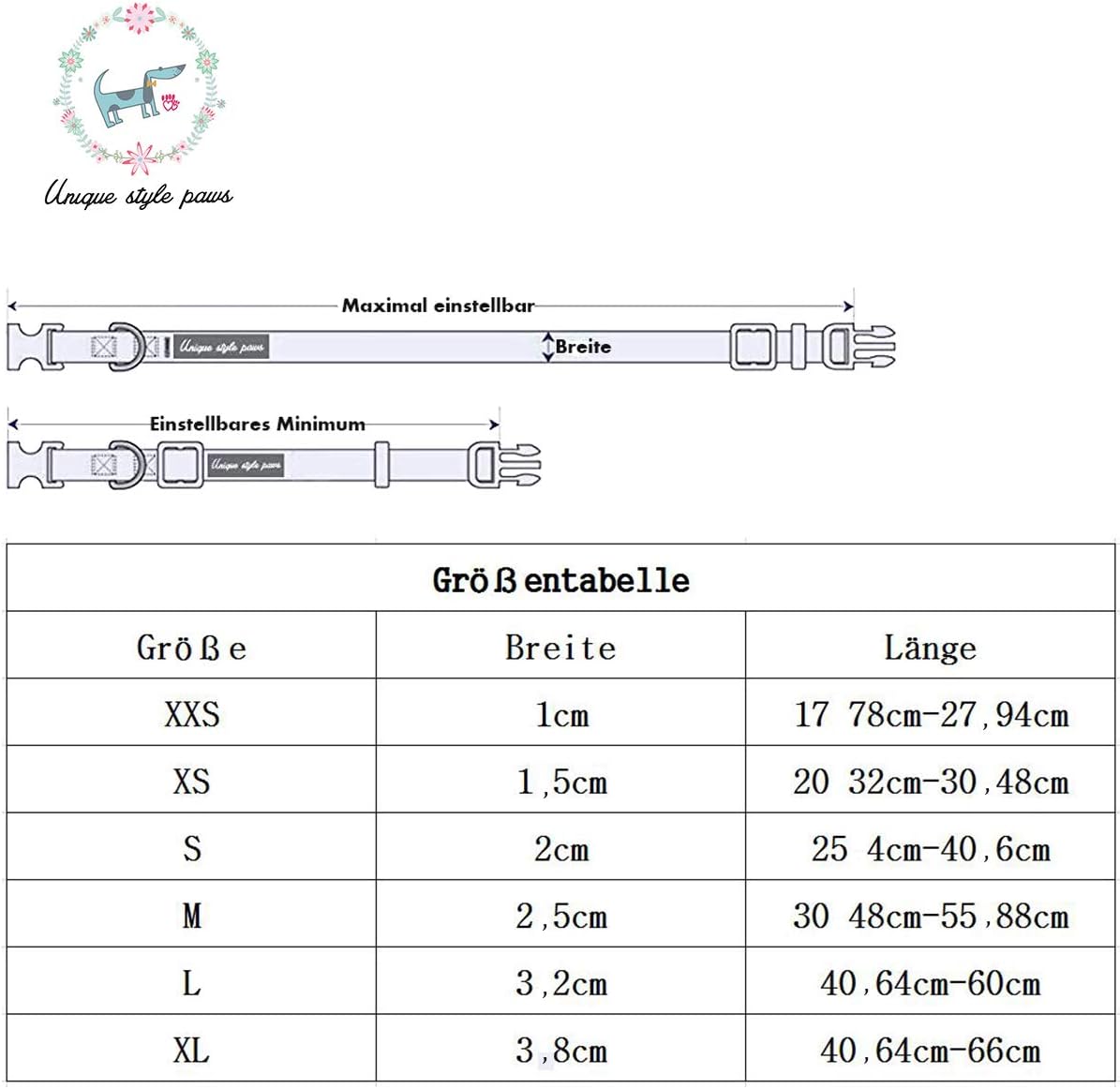 Thumbnail 6 de Unique Style Paws Hundehalsband mit Fliege (verstellbar) – Größe L für Hunde und Katzen