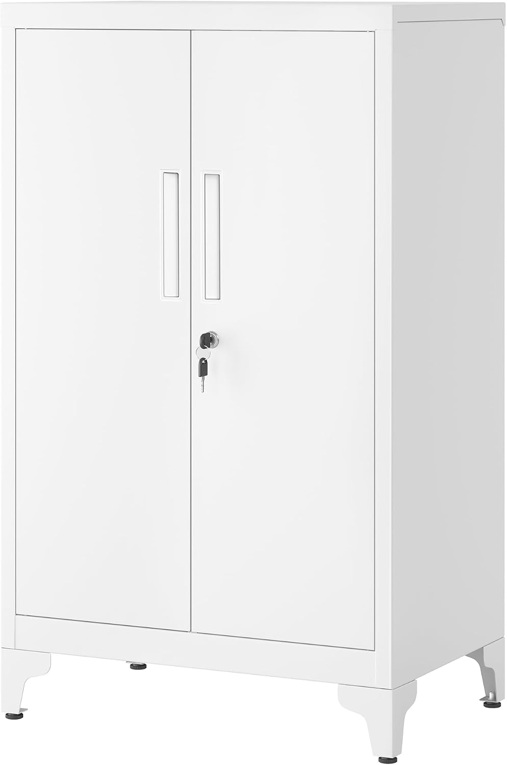 Detalle de SONGMICS Aktenschrank OMC012W01 – robuster Mehrzweckschrank mit 2 Türen, abschließbar