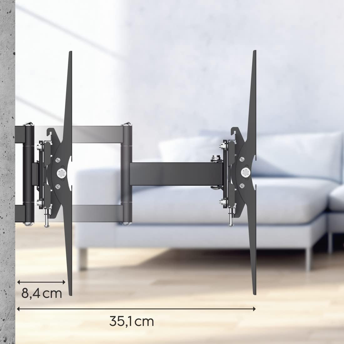 Detalle 1 de Hama schwenkbare, neigbare & ausziehbare TV-Wandhalterung für 32–65 Zoll (VESA 100x100 bis 400x400, bis 40 kg) schwarz