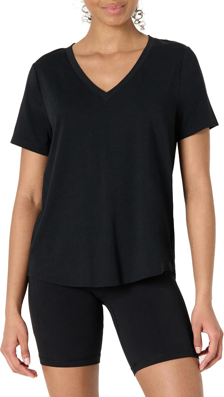 Detalle de Amazon Essentials Women's Active Soft Cotton Modal Blend V-Neck Tee