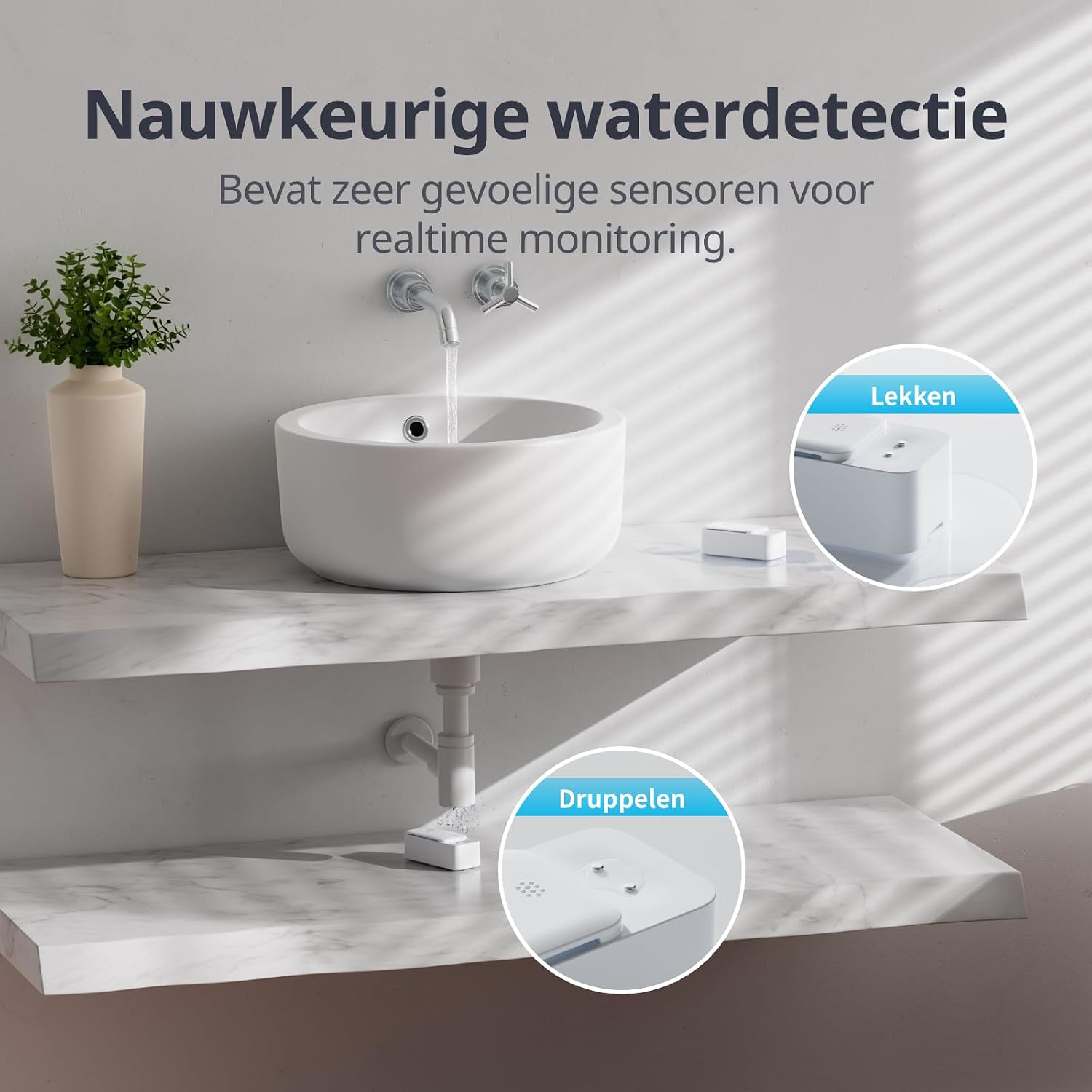 Detalle de SwitchBot W4402000 waterlekdetector met kabel, 100 dB-alarm en IP67