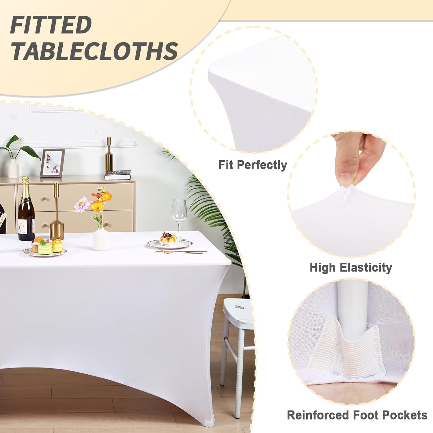 Detalle 2 de Fixwal 10 Pack 6FT Spandex Table Cover