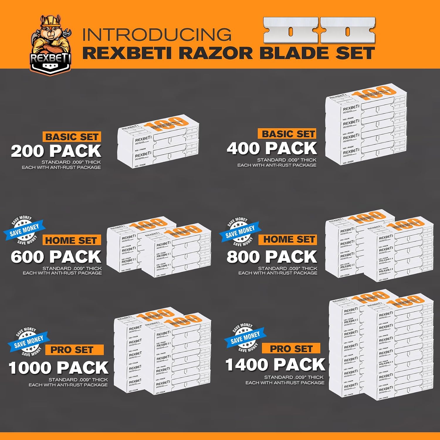 Thumbnail 1 de REXBETI 100PCS Single Edge Razor Blades for Scrapers