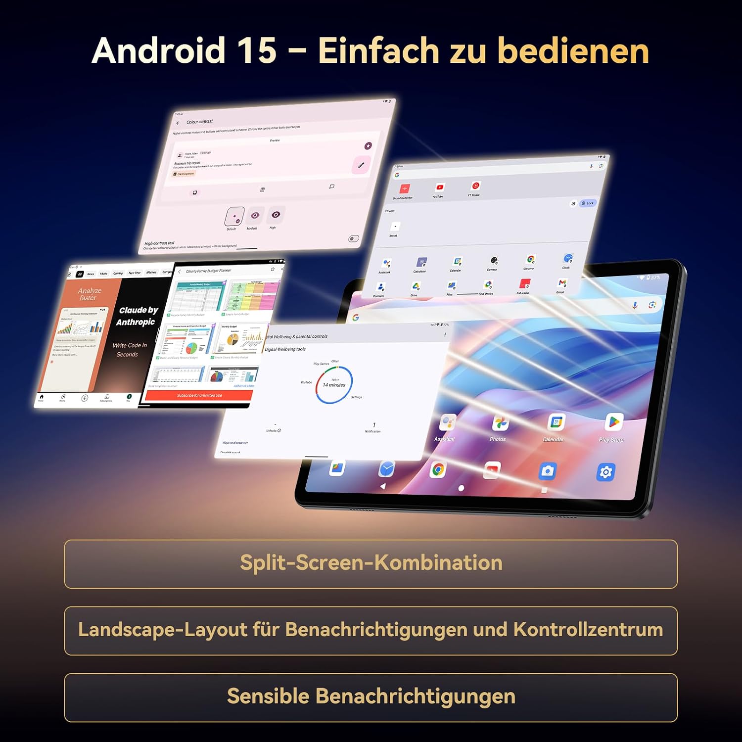 Detalle de TABWEE Tablet mit Tastatur und Stift 18GB RAM 128GB ROM