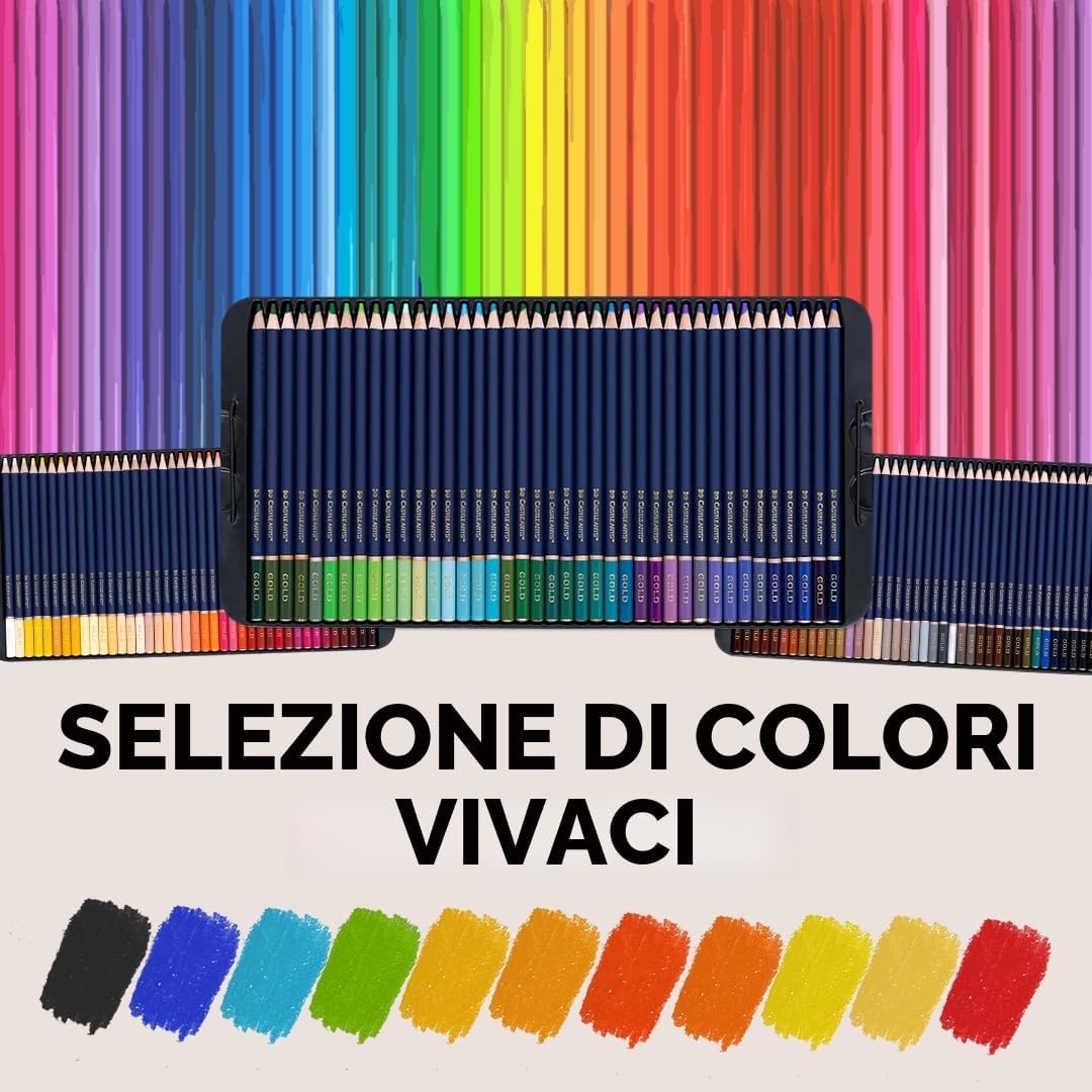 Detalle de Castle Art Supplies Set da 120 Matite Colorate di Qualità Oro in Astuccio di Metallo