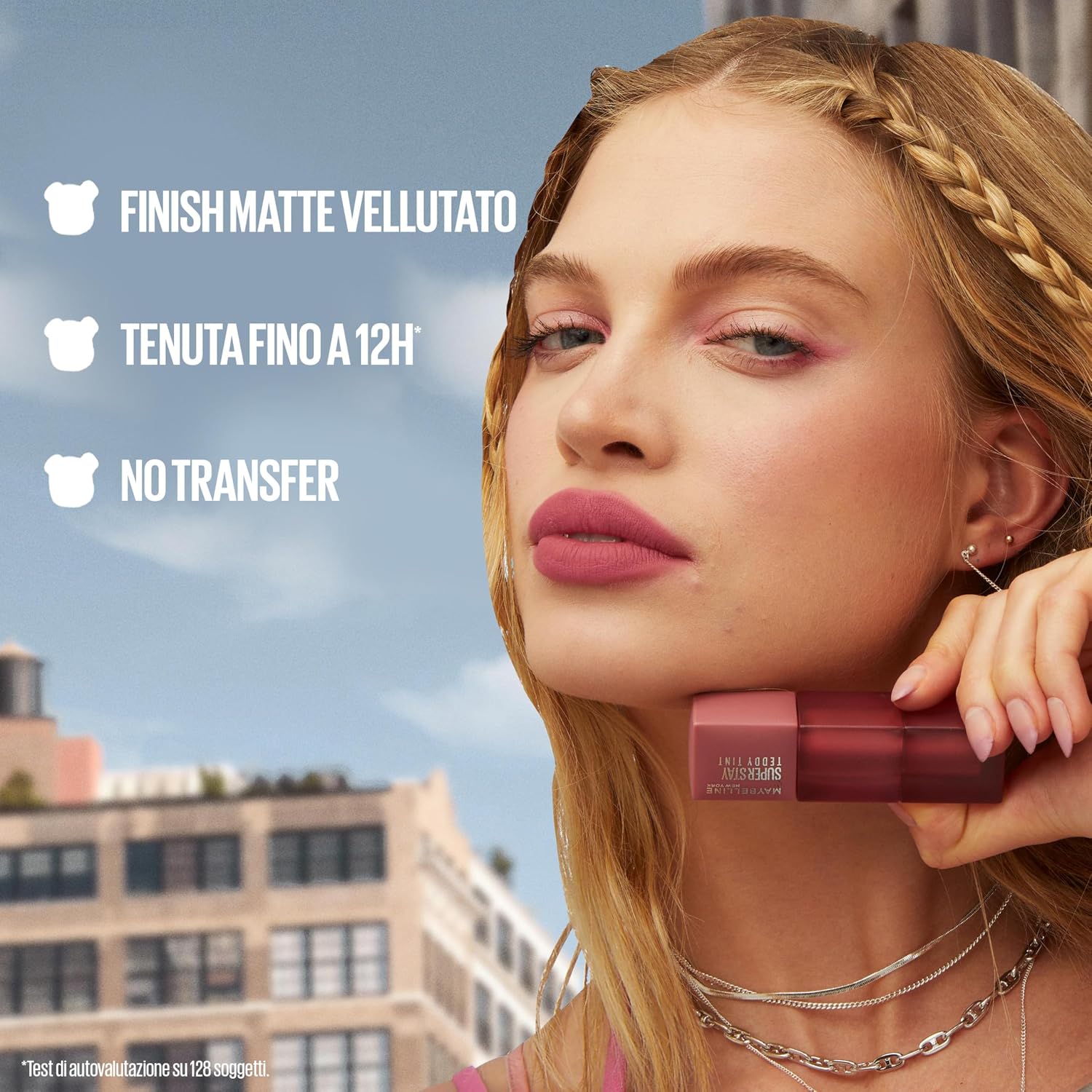 Detalle de Maybelline New York Teddy Tint: Tinta Labbra a Lunga Tenuta, Effetto Matte Vellutato - Current Mood 10 (5 ml)
