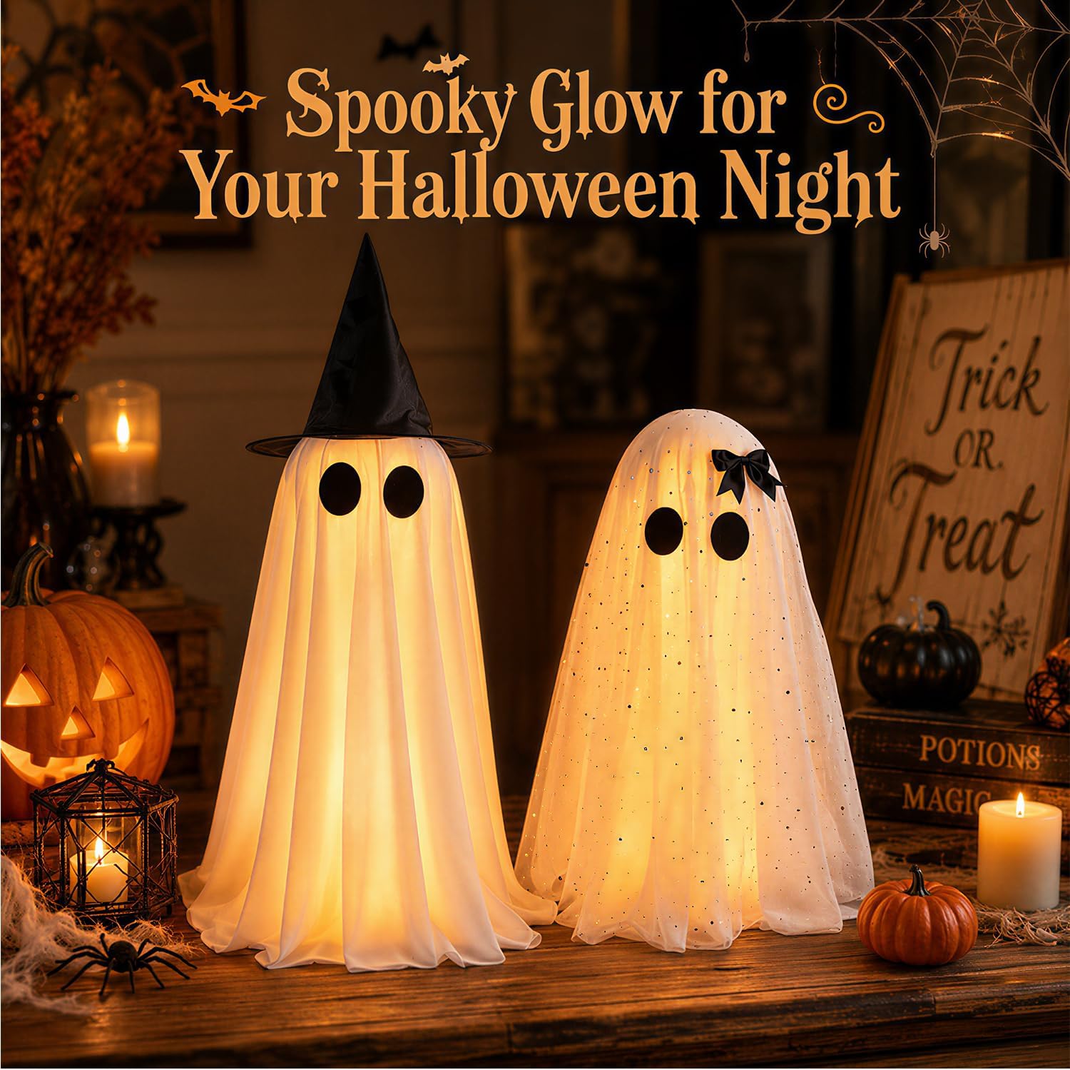Detalle de Light-Up Ghost Halloween Decorations, 2-Pack