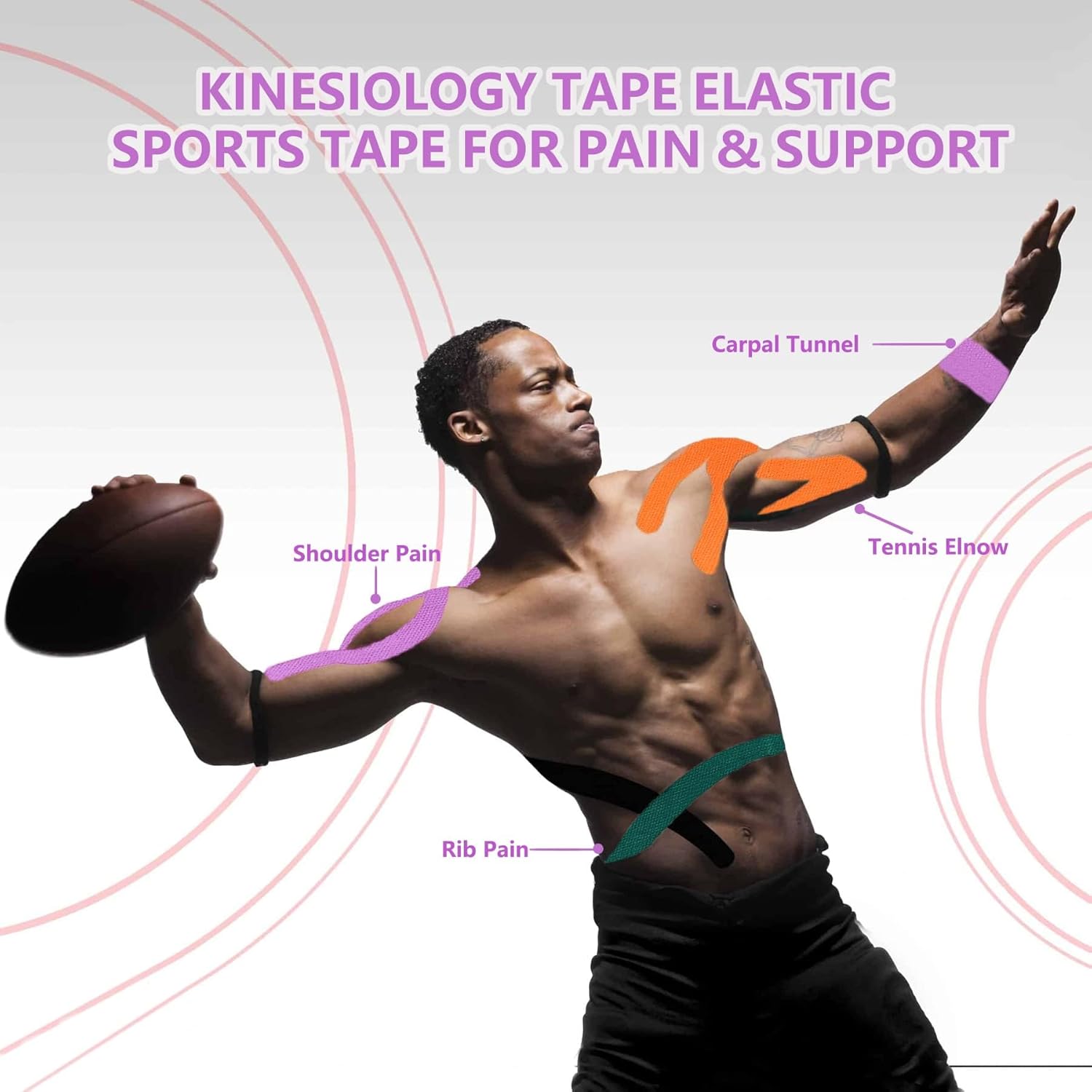 Thumbnail 4 de ANAMPION Kinesiology Tape (waterproof) – Skin colour, 5cm, 3 rolls