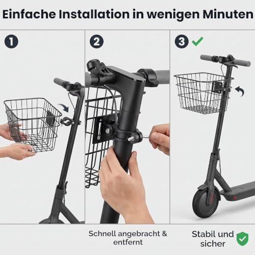 Thumbnail 6 de PETSTIBLE Frontkorb aus Eisen: zuverlässige Aufbewahrung für Elektroroller, Fahrrad und E-Bike