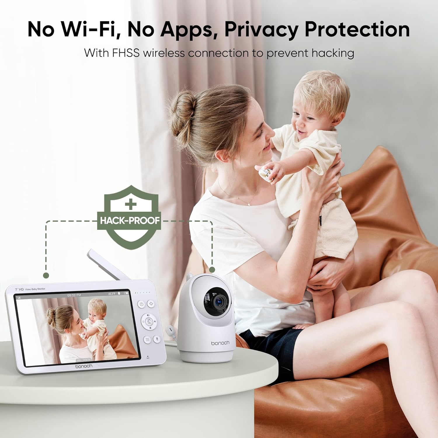 Thumbnail 2 de bonoch 7" 720P Baby Monitor with Camera