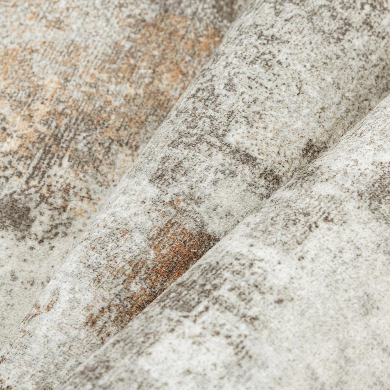 Thumbnail 6 de PureCozy Abstraktes Wohnzimmer-Teppich-Set 240 x 300 cm (Vintage, waschbar, rutschfest, Orange-Grau)