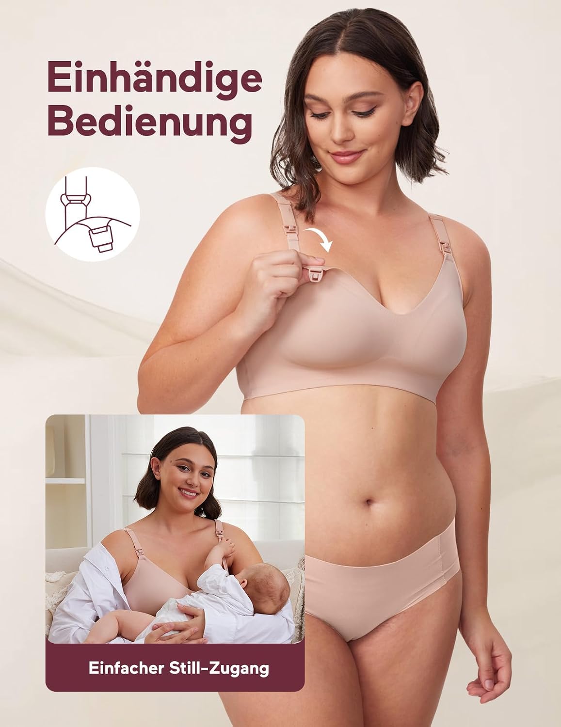 Detalle de Momcozy Still-BH ohne Bügel – nahtlos, gepolstert und alltagstauglich