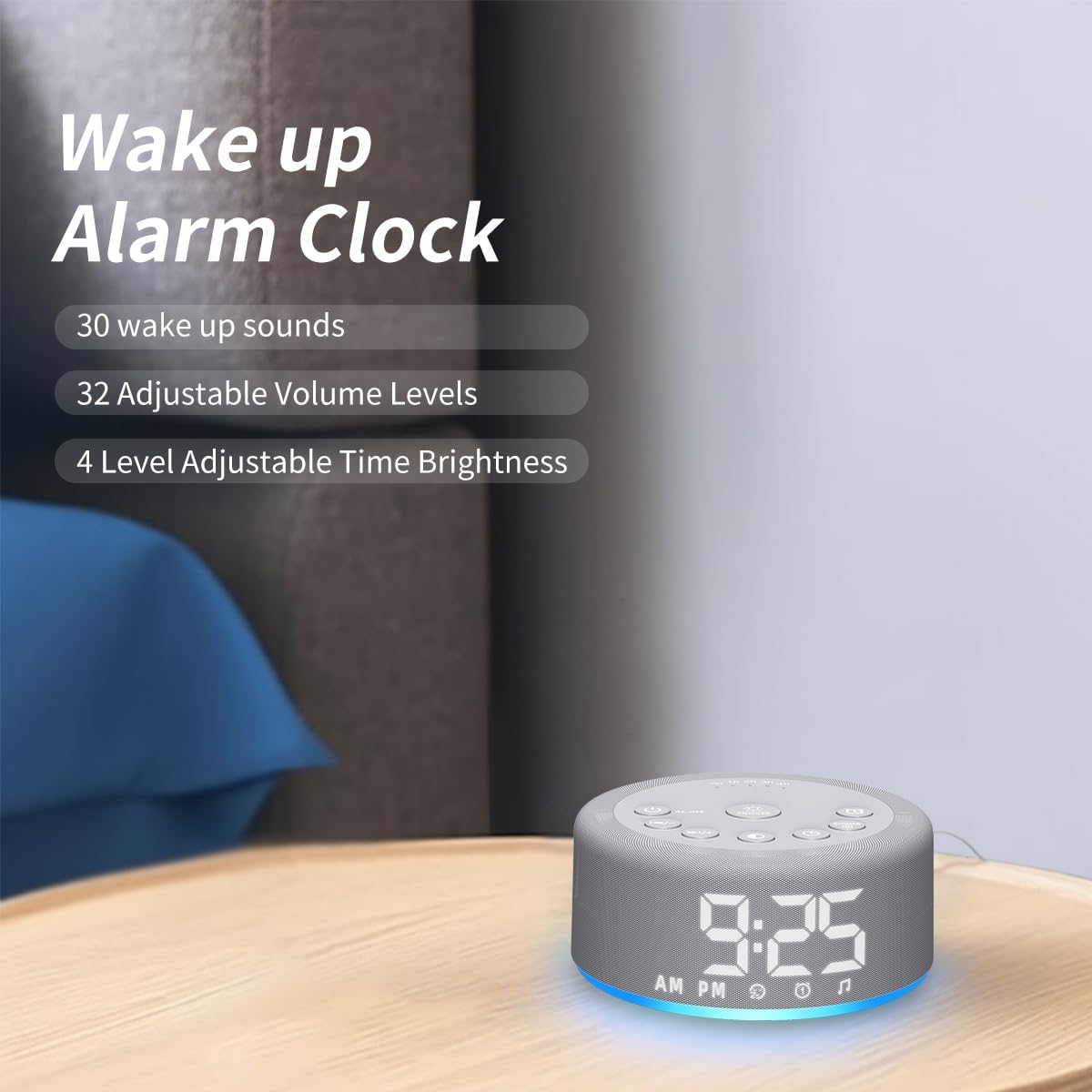 Detalle 2 de Sound Machine Alarm Clock with 32-Level Volume, 12-Color Night Light