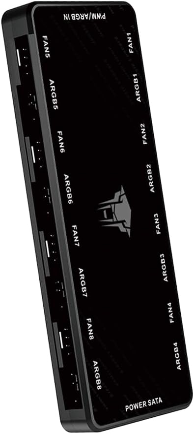Thumbnail 6 de TZMRIT 2-in-1 ARGB PWM Fan Hub mit Controller – Magnetische Basis, 9× 4-Pin PWM & 9× 5V-ARGB Ports, Weiß