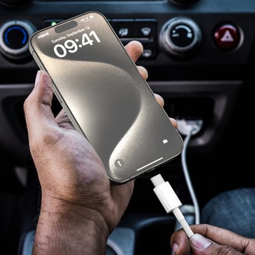 Detalle de Snisre CarPlay USB-A to USB-C Cable for iPhone 17/16/15 (3ft) – White