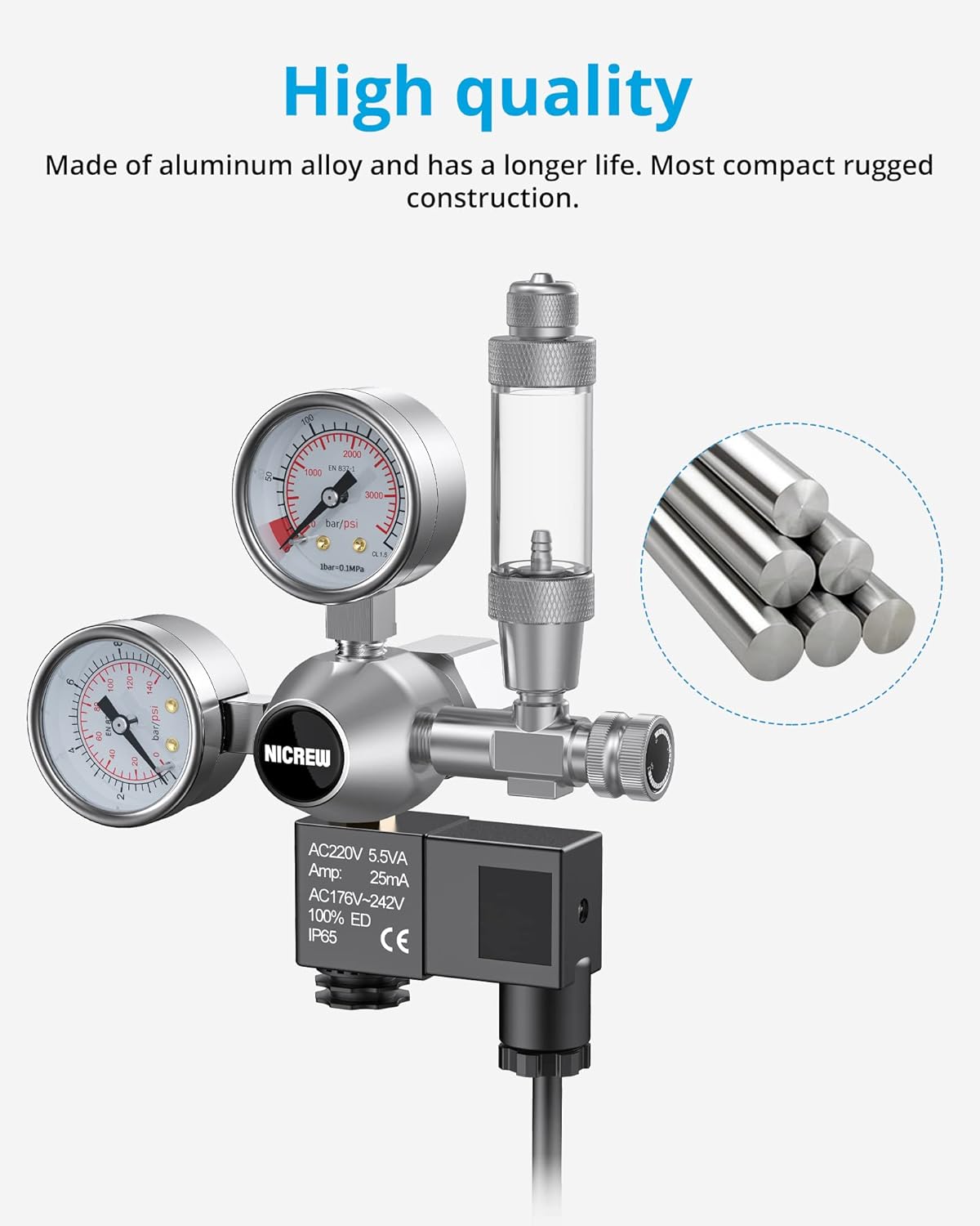 Detalle 2 de NICREW Außen-CO2-Regler für Aquarien W21,8