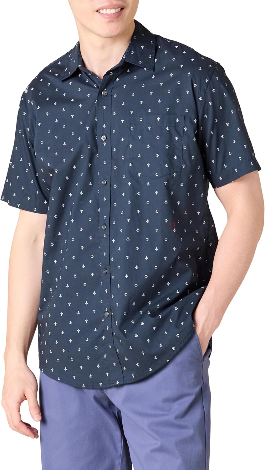 Detalle de Amazon Essentials Men's Short-Sleeve Button-Down Print Shirt