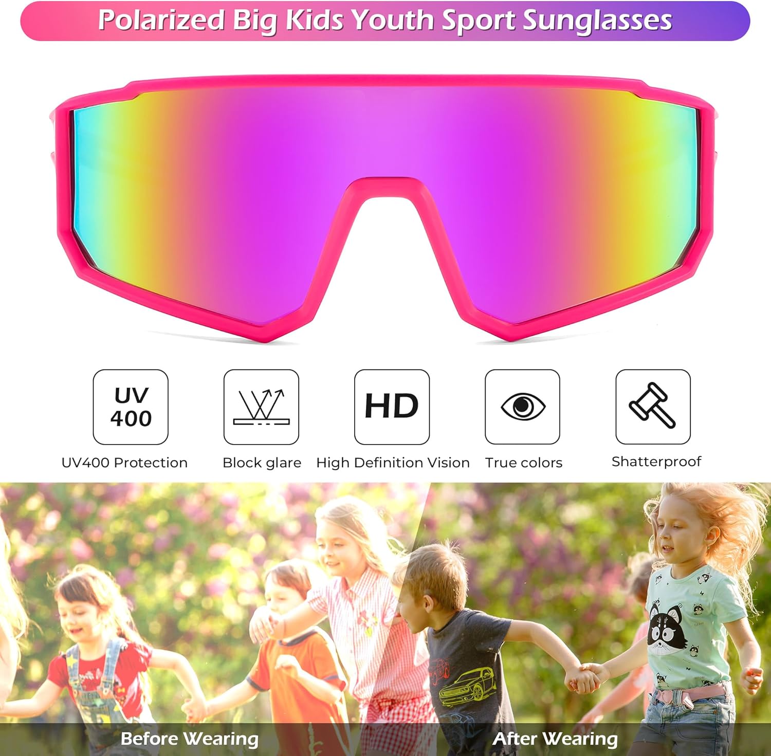 Thumbnail 1 de FEISEDY Occhiali da Sole Sportivi Polarizzati per Ragazzi e Bambini 6–15 anni – Montatura TR90, UV400