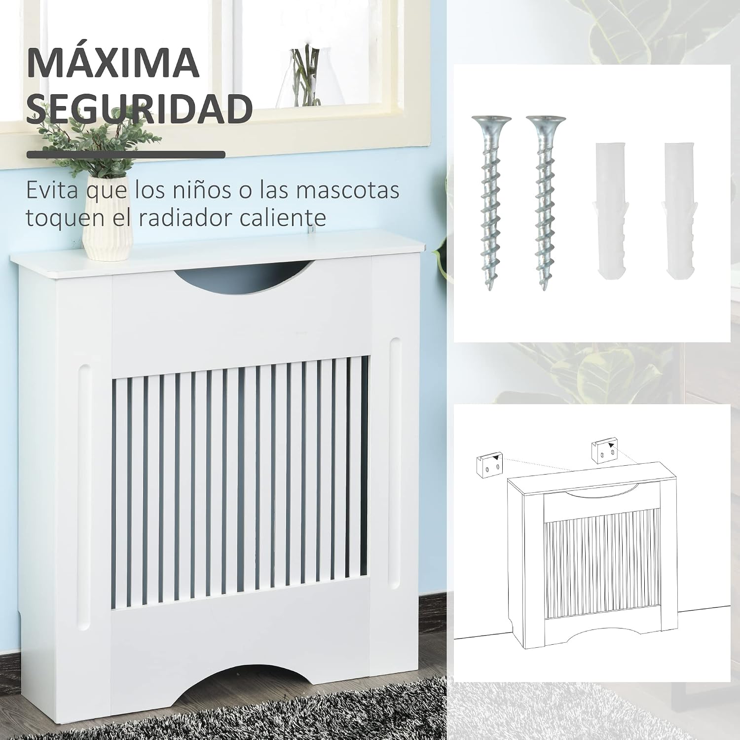 Thumbnail 3 de HOMCOM Cubre Radiador 78x19x82 cm