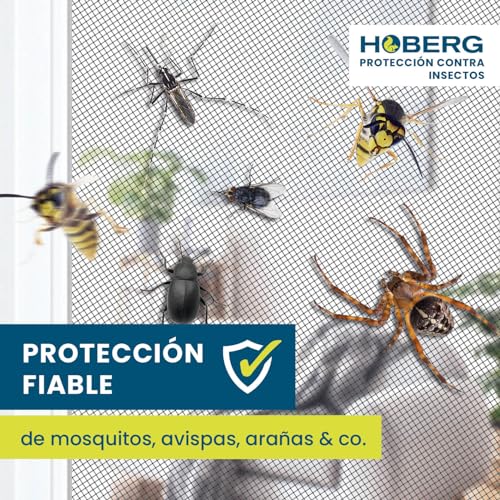 Detalle de Hoberg Mosquitera para Ventanas con fijación magnética (negra) recortable hasta 150 x 130 cm