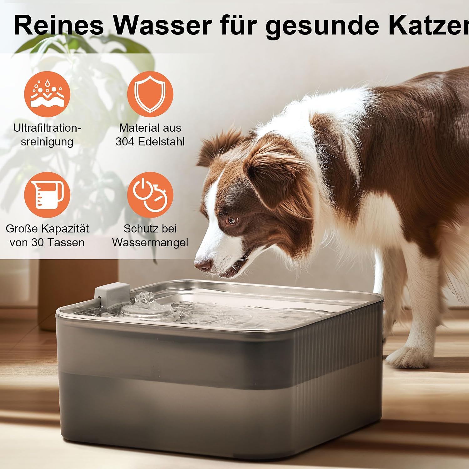 Thumbnail 1 de FUKUMARU 7L Trinkbrunnen für Hunde und Katzen mit 5-Schicht-Filterung (Edelstahl)
