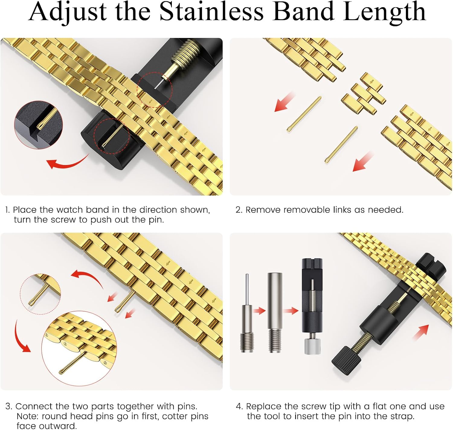 Detalle 2 de GEARYOU Slim Stainless Steel Apple Watch Strap 40/41/38/42mm — Gold