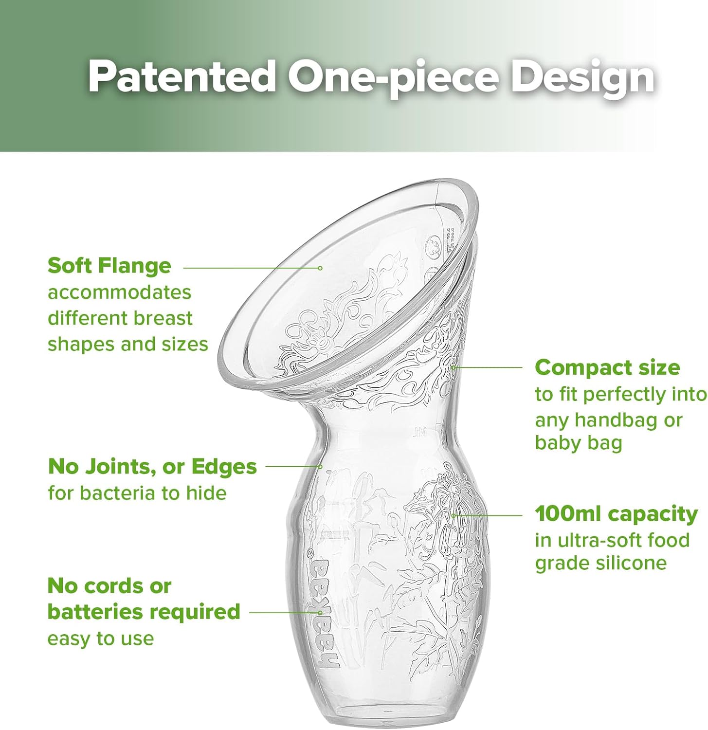 Thumbnail 4 de Tire-lait manuel haakaa 100 ml en silicone avec couvercle transparent