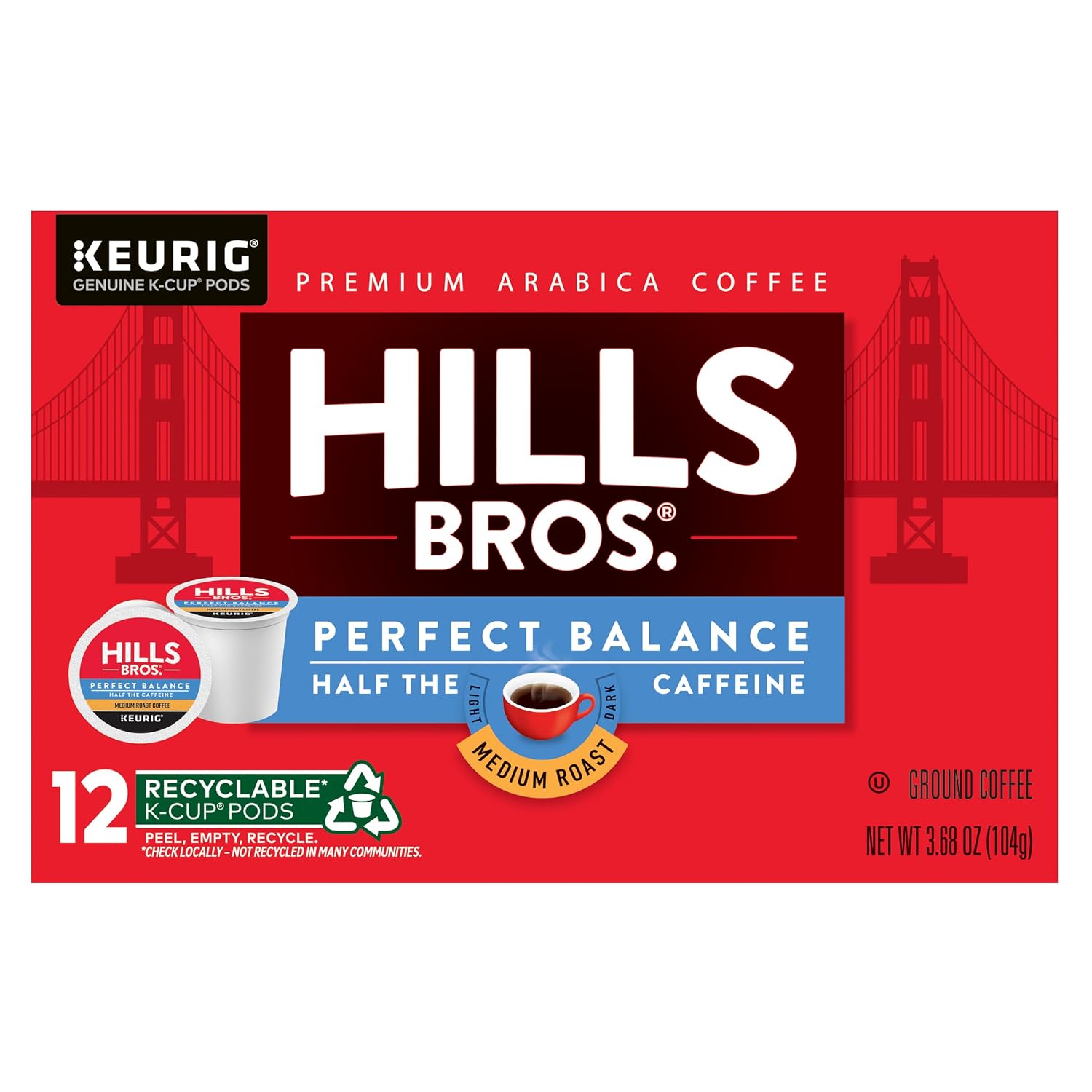 Detalle 2 de Hills Bros. Perfect Balance K-Cup Pods, Medium Roast Arabica Blend for Keurig