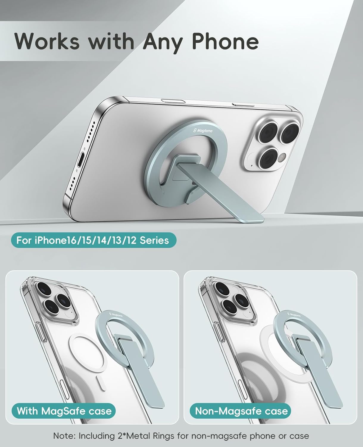 Thumbnail 5 de Magtame Support magnétique pour téléphone – Double face, bureau magnétique et pliable – Bleu