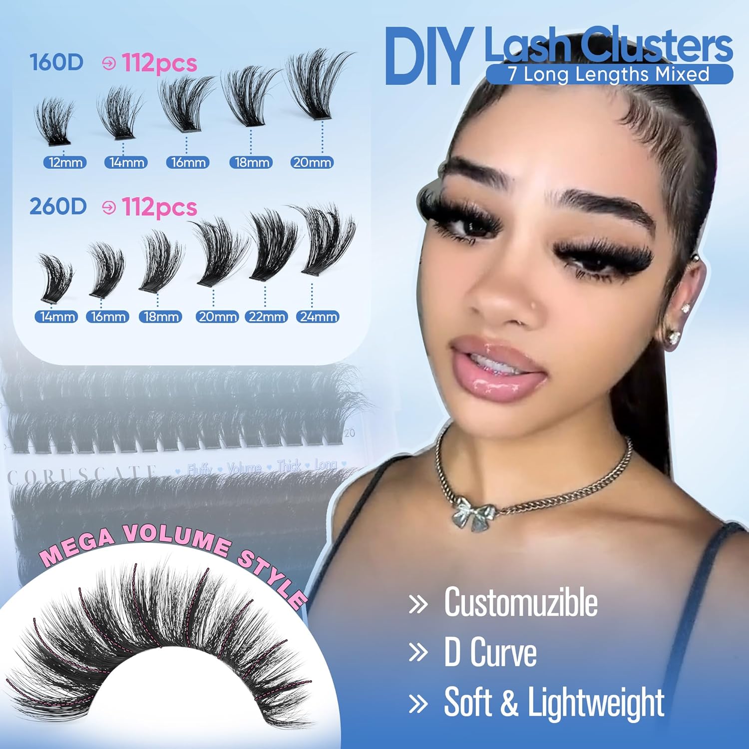 Thumbnail 4 de CORUSCATE Lash Clusters 160D+260D 12-24mm