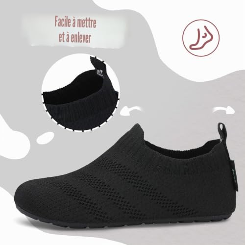 Thumbnail 2 de SAGUARO Chaussons Maison Enfants – Pantoufle d’intérieur antidérapante, noir, 34/35 EU