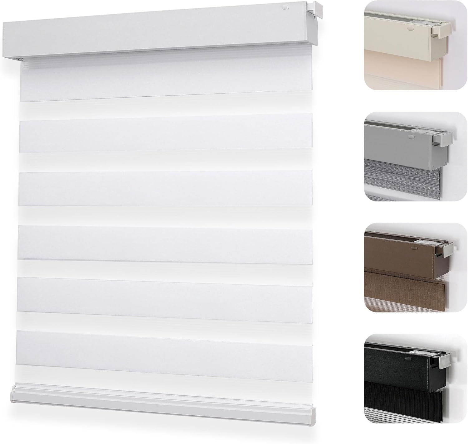 Detalle de Joydeco No Drill Zebra Blinds (Cordless Day & Night Roller Shades) for Windows, White, 33"W x 75"H