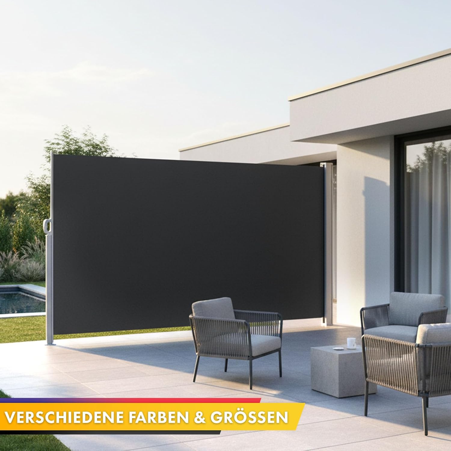 Detalle 2 de Floordirekt Seitenmarkise aus Aluminium, 200x300 cm, Anthrazit – robust, UV-beständig, mit Bodenhalterung