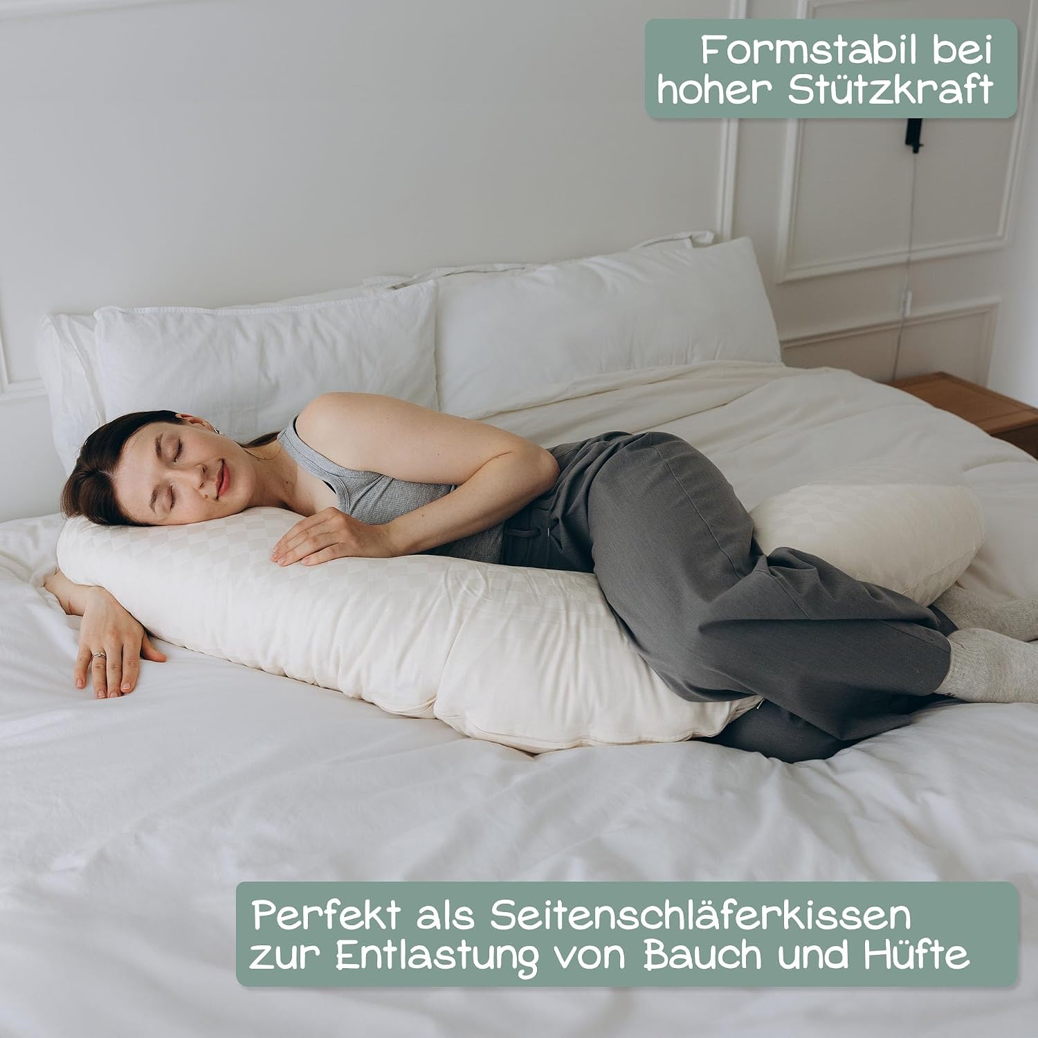 Thumbnail 3 de Minky Mooh® Stillkissen XXL Bio Baumwolle – Kapok-Füllung, 190x30 cm, creme