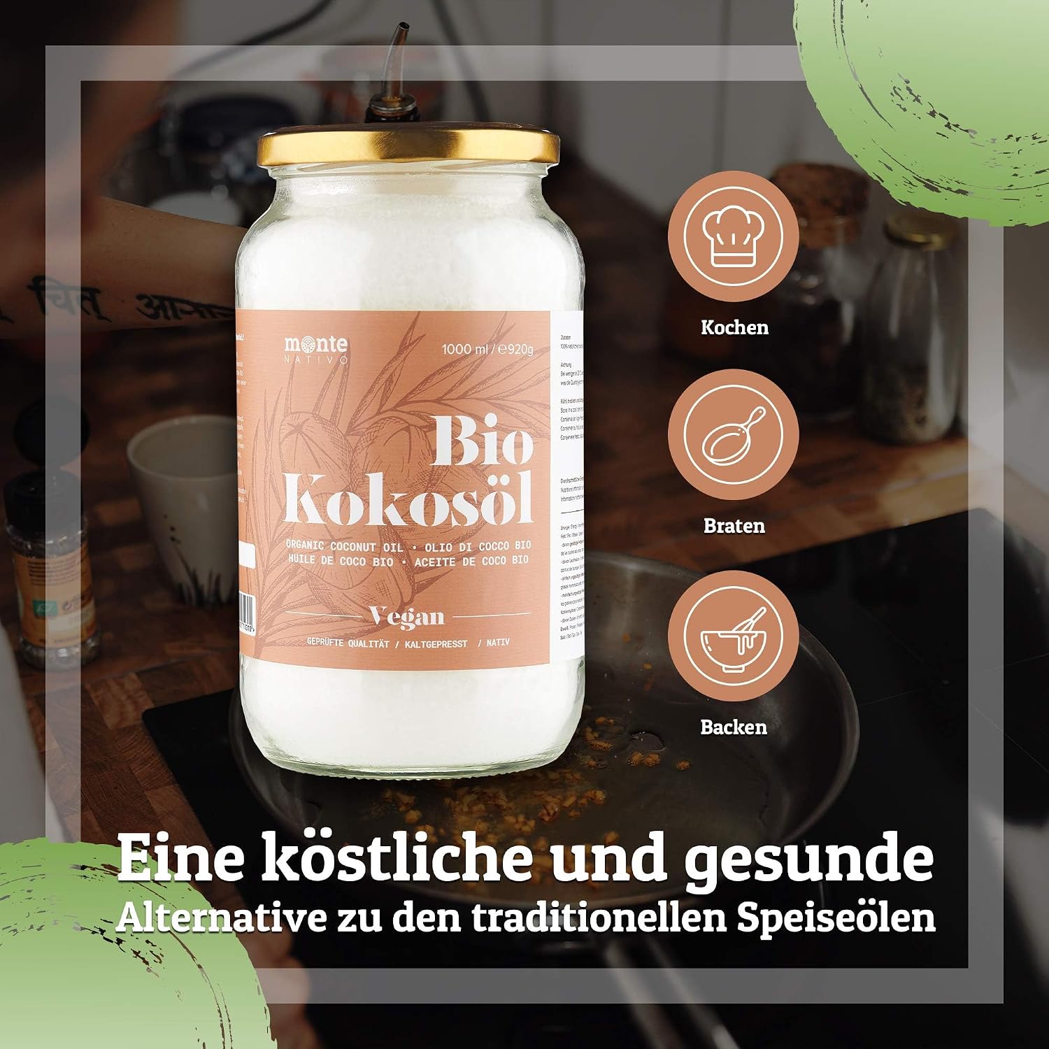 Detalle 2 de MonteNativo Bio Kokosöl 1000ml 🥥