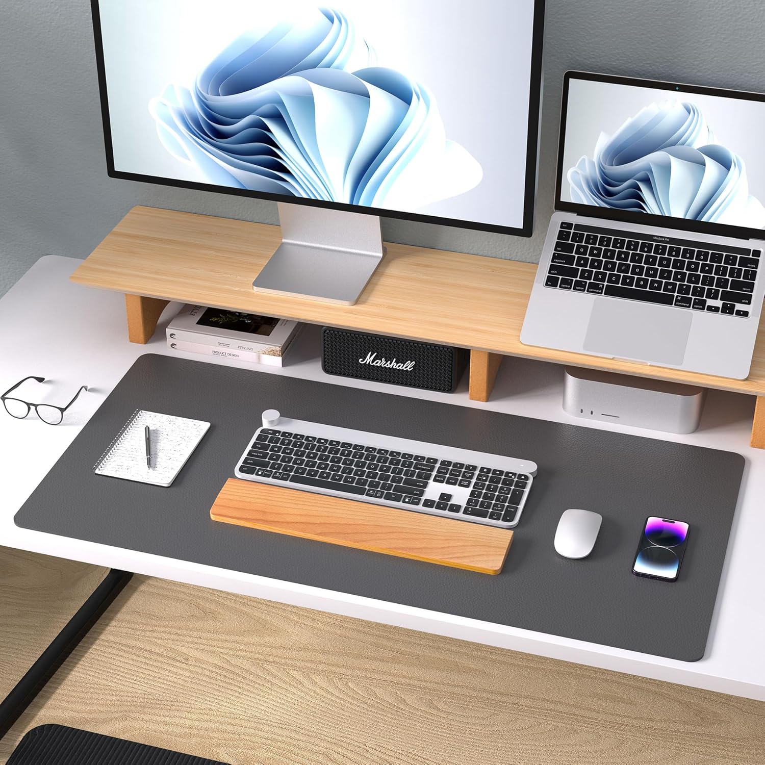 Thumbnail 5 de Leather desk mat 80 x 40 cm, grey