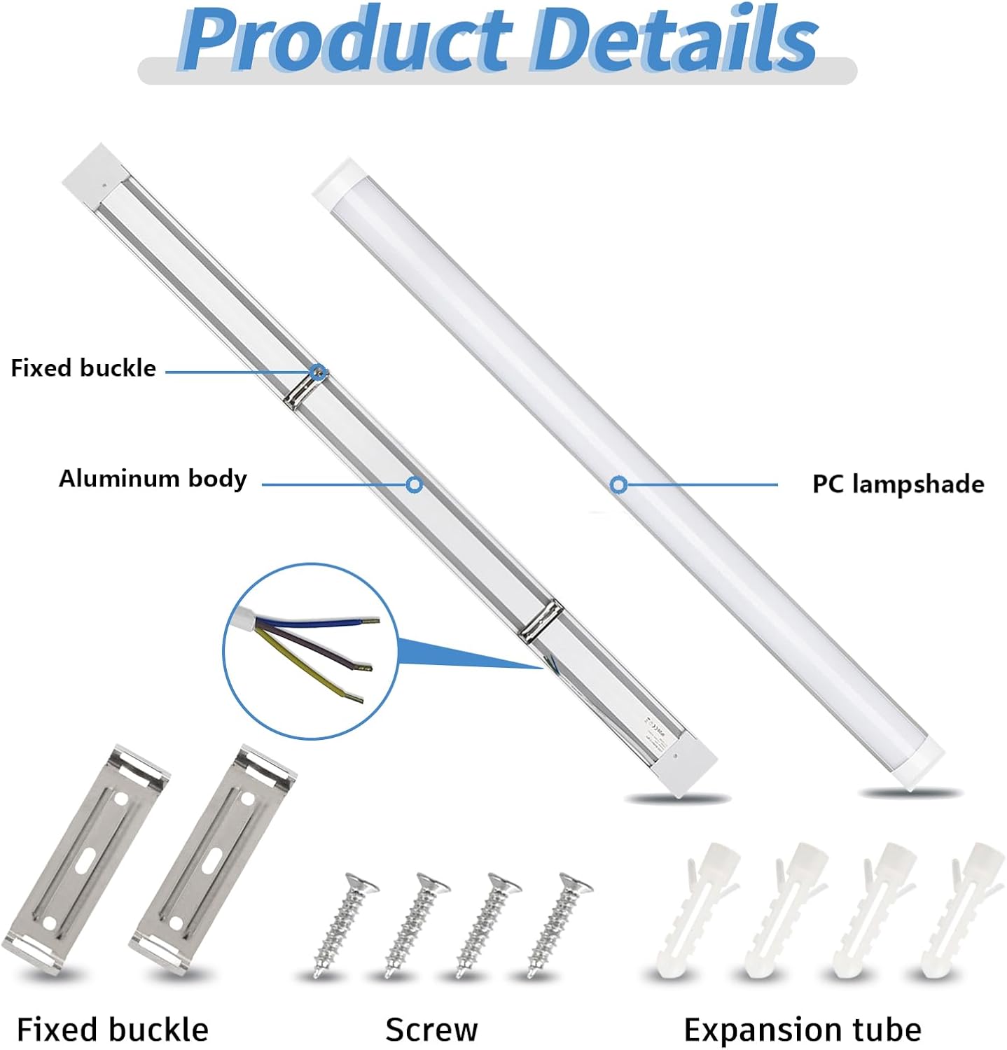Thumbnail 3 de HUMIGA 5FT LED Batten Light – 4 Pack, 50W, Slim Low-Profile, IP20, 4000K Neutral White
