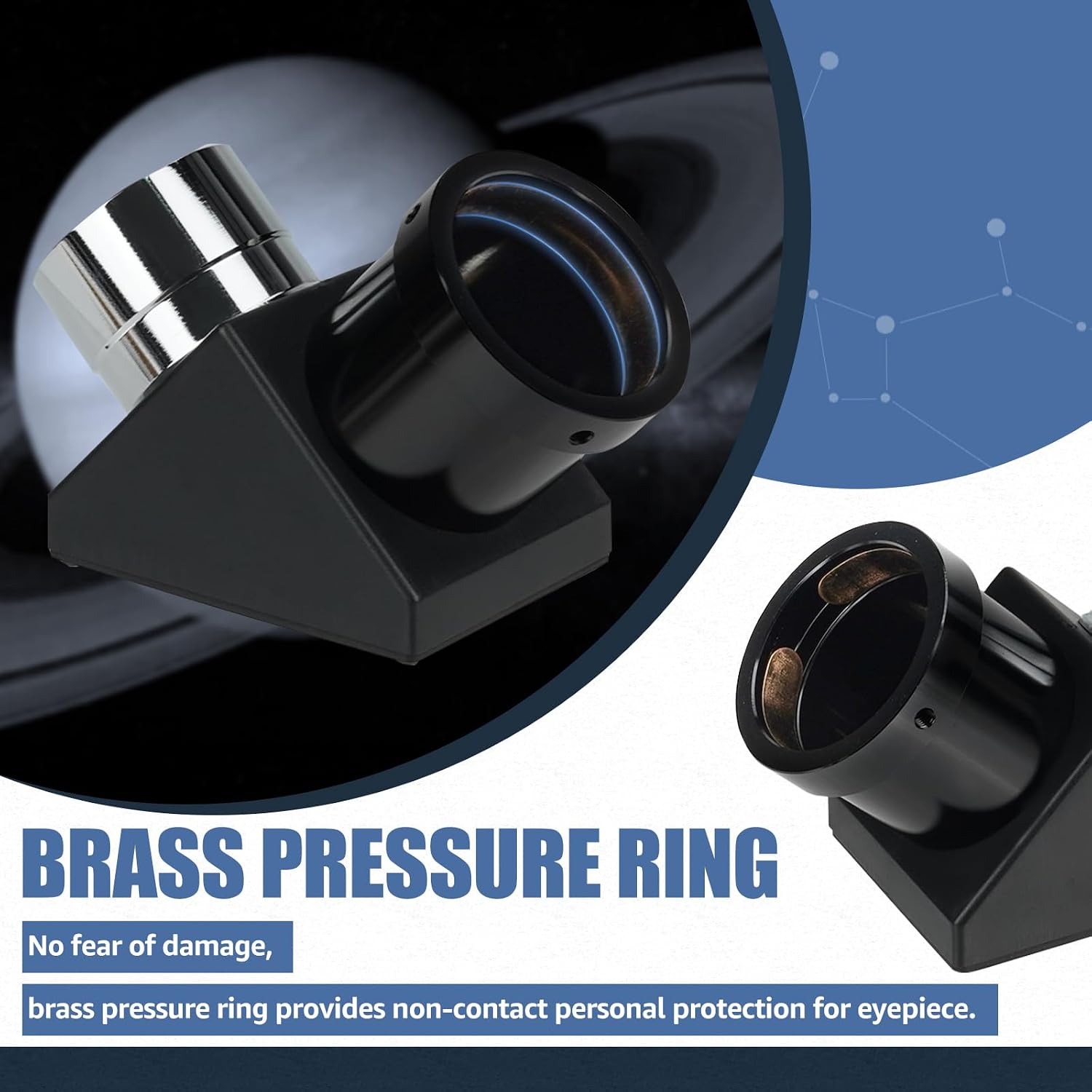 Detalle de SvBony SV221 Diagonal Télescope 1,25'' 45° — Prisme Diagonal Érecteur avec Anneau en Laiton