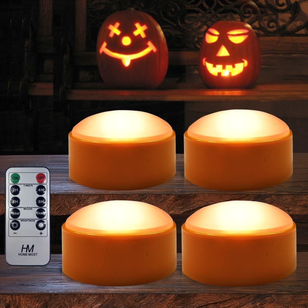 Detalle de HOME MOST 12741 4-Pack Halloween LED Pumpkin Lights with Remote and Timer