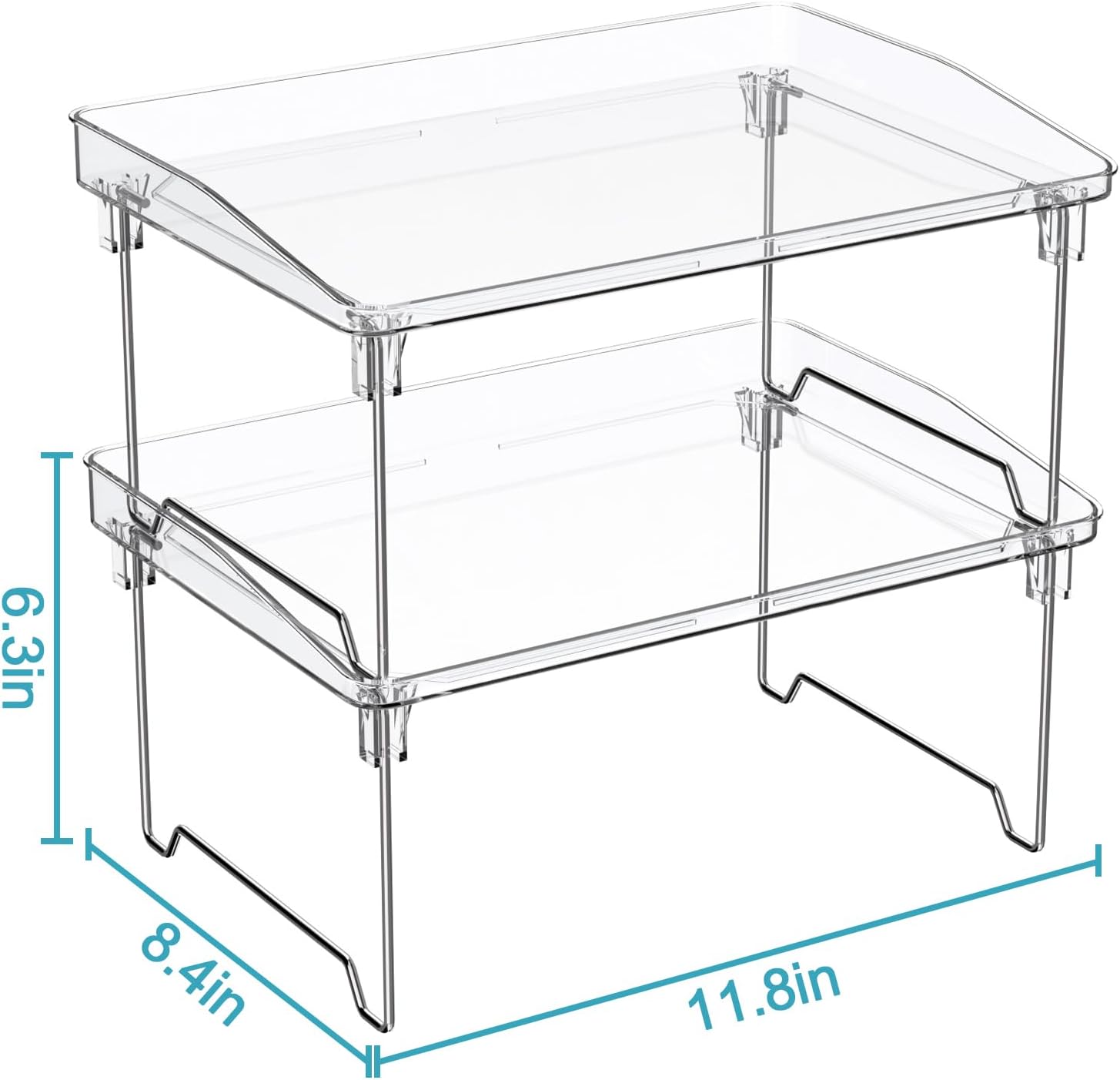 Thumbnail 3 de STARLATTA 2 Pcs Cabinet Organizer Shelf: Stackable, Clear PET & Stainless Steel Shelves for Kitchen, Bathroom, and More