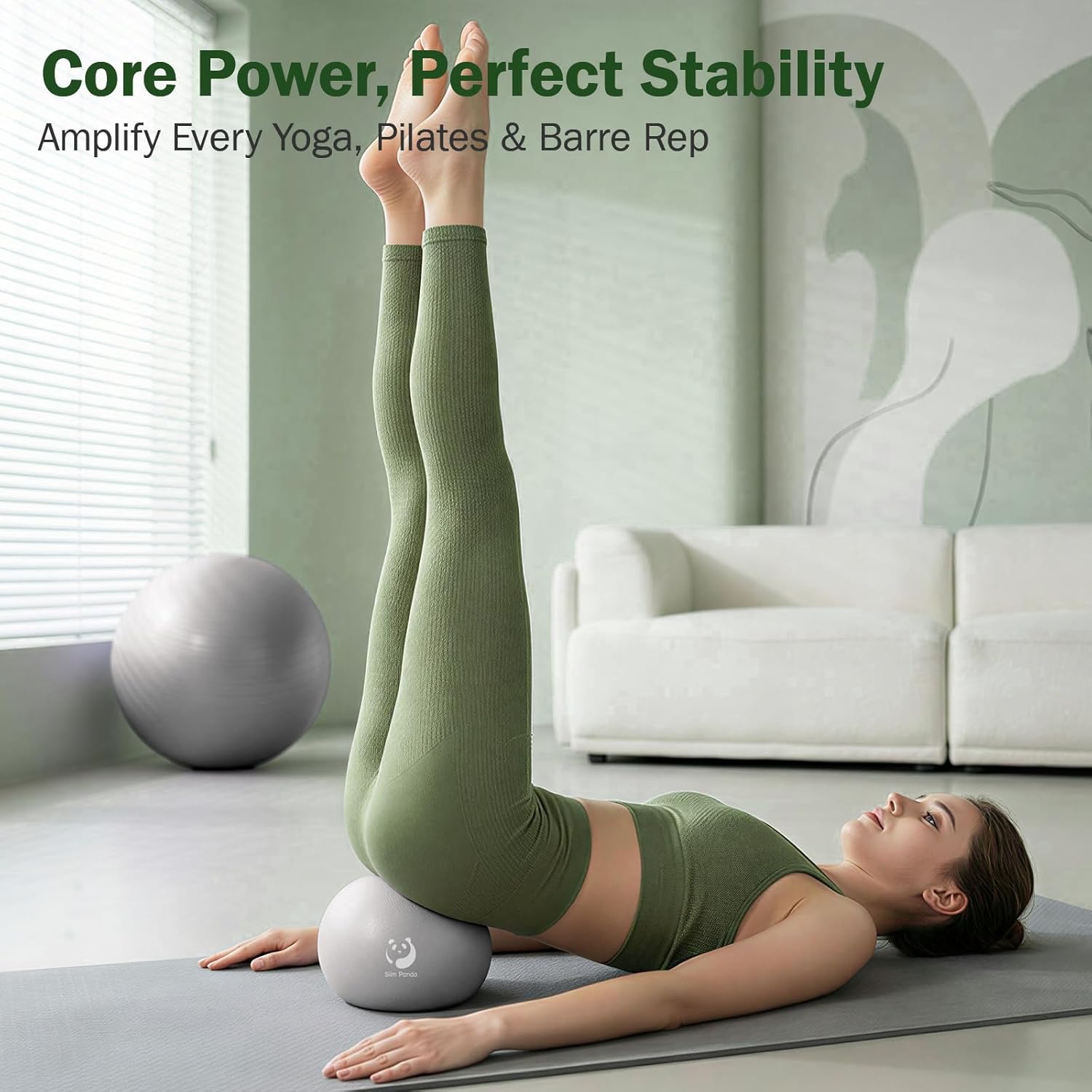Detalle de Slim Panda Gymnastikball Klein 23–25 cm – weicher Pilates Ball mit Aufblasbarem Strohhalm
