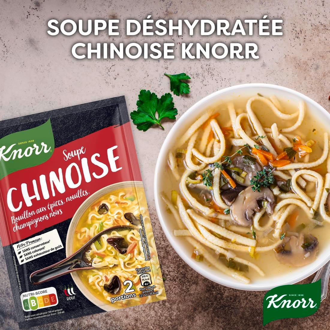 Detalle de Knorr Soupe Déshydratée Chinoise 45g – Lot de 14