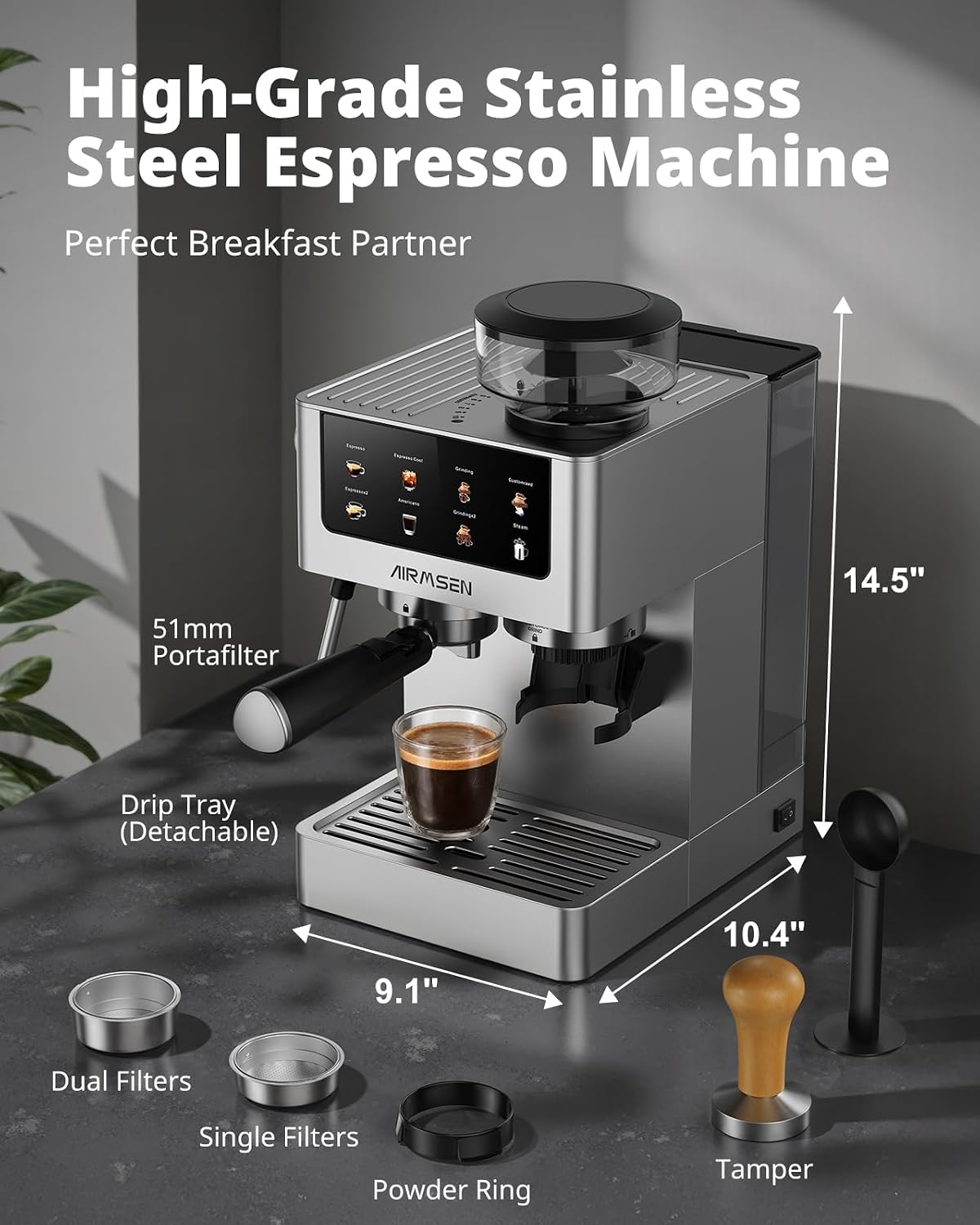 Thumbnail 5 de AIRMSEN Espresso Machine 20 Bar