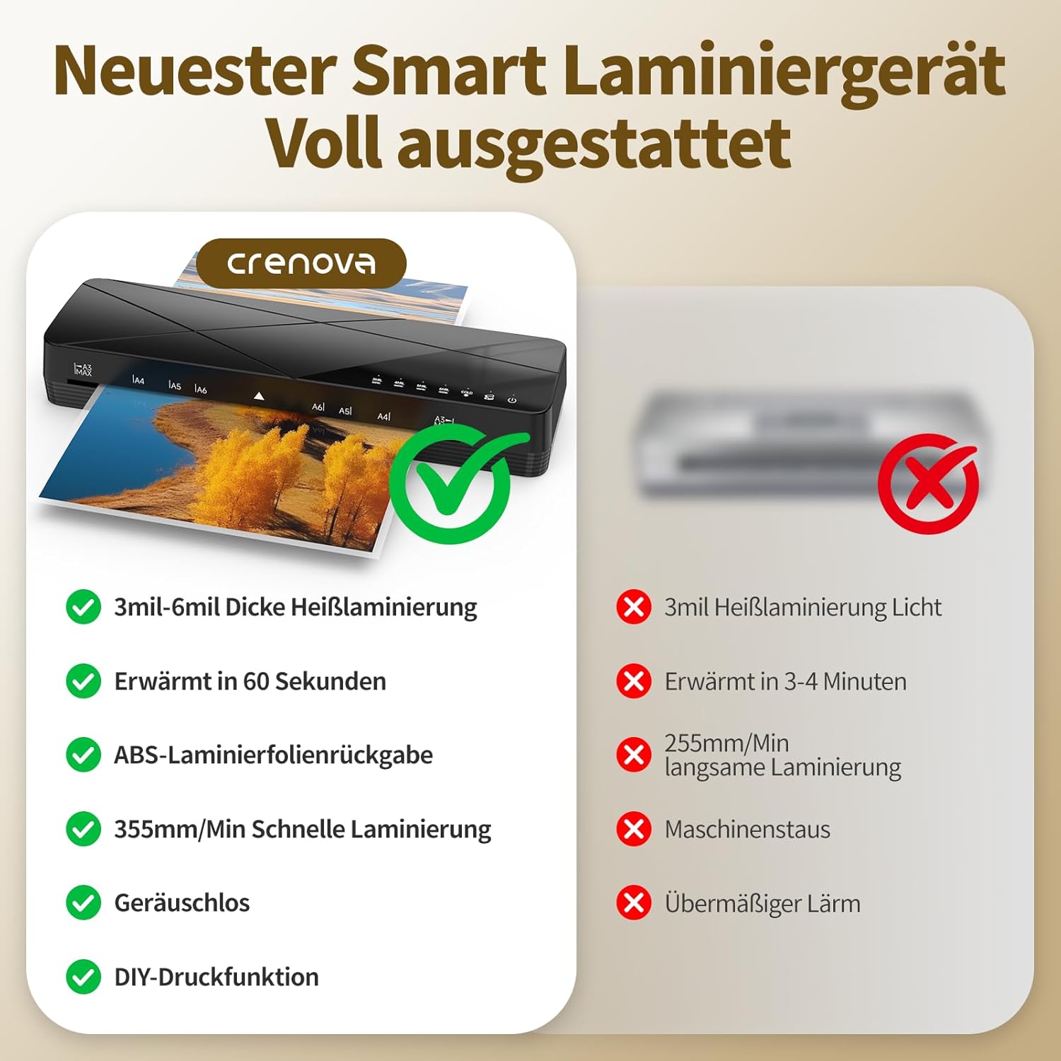 Thumbnail 1 de Crenova Laminiergerät A3 mit Touchscreen – Heiß- und Kaltlaminierung für A3/A4/A5/A6 (black)