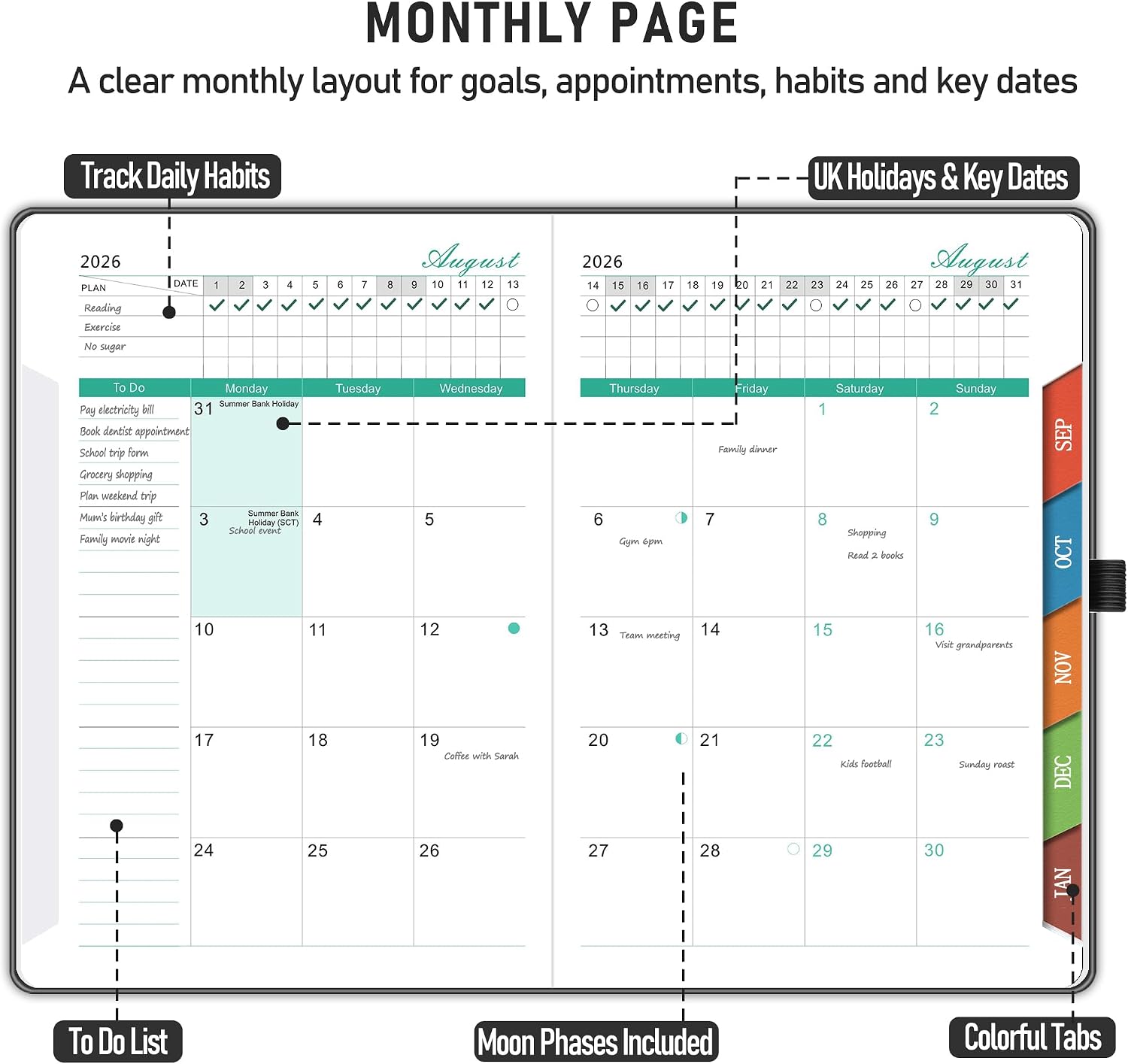 Thumbnail 2 de Academic Diary 2026–2027: Page a Day A5 with Monthly View (Aug 2026–Jul 2027) in Pink