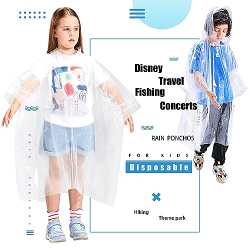 Detalle 2 de SWOGAA Disposable Rain Ponchos for Kids 6 Pack Extra Thick